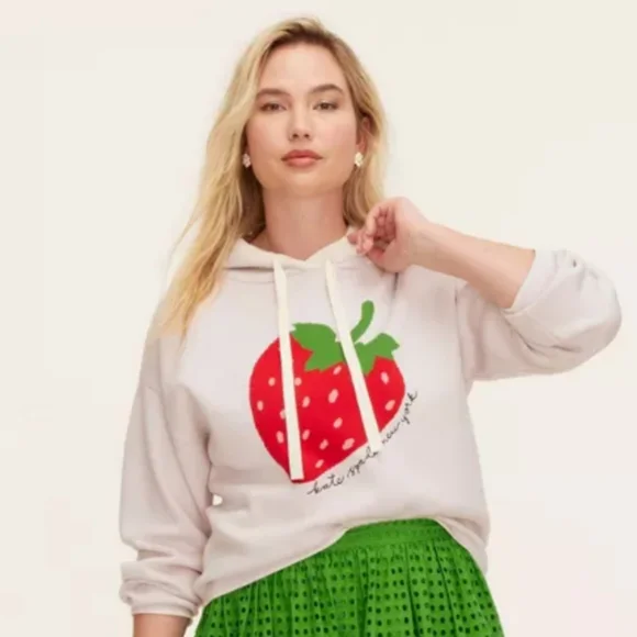 NWT Kate Spade Strawberry Hooded Sweatshirt Women's Hoodie Target Collab - Picture 1 of 7